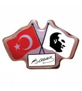 Vatan Rozet İkili Bayraklı Atalı İmza VT627 (1 Adet)