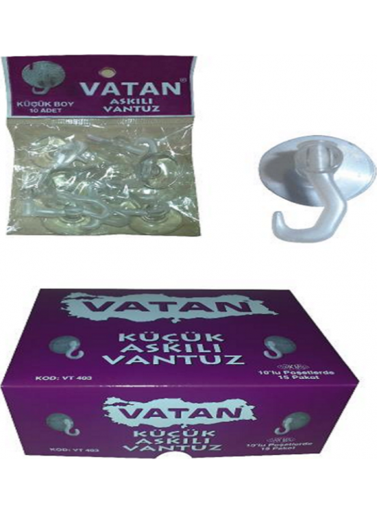 Vatan Vantuz Kancalı 10 Lu Küçük VT403 Vatan Vantuz Kancalı 10 Lu Küçük VT403