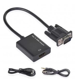 Vcom CG597 Vga Erkek To Hdmi Dişi+AUX Siyah Dönüştürücü
