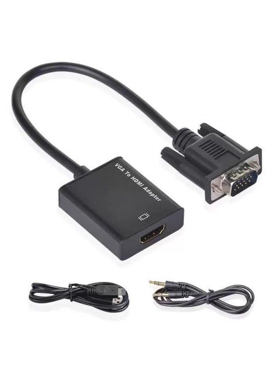 Vcom CG597 Vga Erkek To Hdmi Dişi+AUX Siyah Dönüştürücü