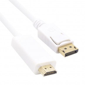 Vcom CG605L-3.0 Beyaz 3.0MT Display Port Erkek To Hdmi Erkek Kablo