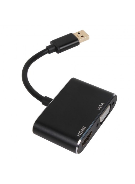 Vcom CU322M USB3.0 Erkek To HDMI Dişi + VGA Dişi Çevirici