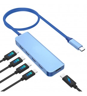 Vcom CUE11s Type-C To 4-Usb-C (10GBps)+Pd 3.0 100W Mavi Çoklayıcı