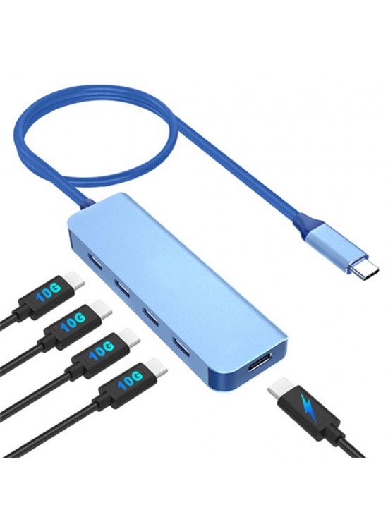 Vcom CUE11s Type-C To 4-Usb-C (10GBps)+Pd 3.0 100W Mavi Çoklayıcı Vcom CUE11s Type-C To 4-Usb-C (10GBps)+Pd 3.0 100W Mavi Çoklayıcı