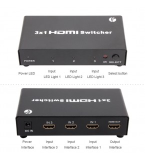 Vcom DD433 3-1 Port 1.4V 3D Metal Hdmi Switch