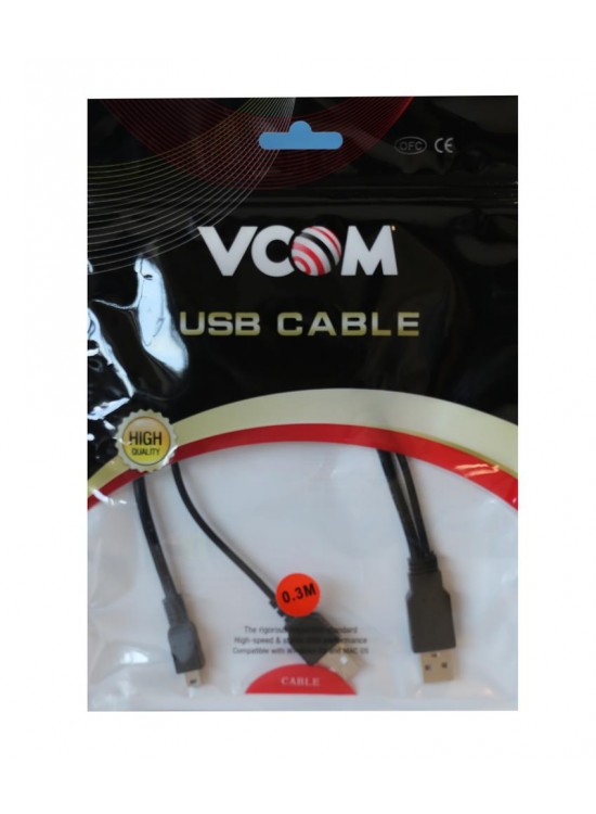 Vcom Usb 2.0 2-Mini Usb 5Pin Black 0.3M Vcom Usb 2.0 2-Mini Usb 5Pin Black 0.3M