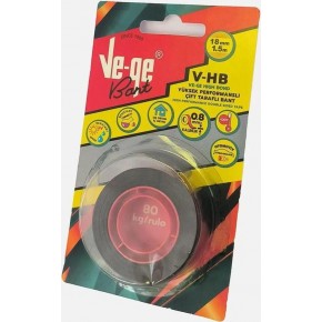 Vege Bant Çift Taraflı V-HB 1 Inc 0.8 MM 18mmx1.5m Siyah