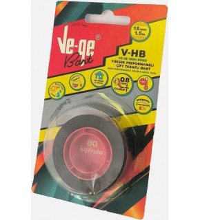 Vege Bant Çift Taraflı V-HB 1 Inc 0.8 MM 18mmx1.5m Siyah