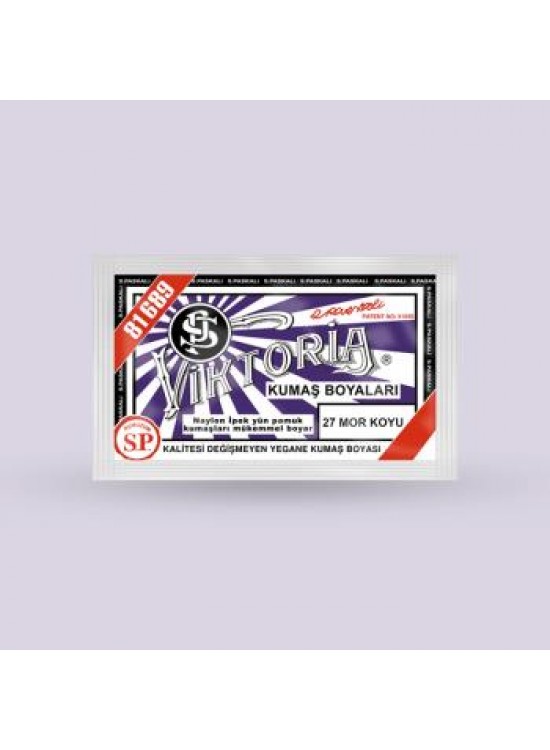 Victoria Toz Kumaş Boyası - 27 Mor Koyu 10 Gr Victoria Toz Kumaş Boyası - 27 Mor Koyu 10 Gr