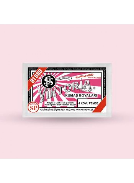Victoria Toz Kumaş Boyası - 4 Koyu Pembe 10 Gr Victoria Toz Kumaş Boyası - 4 Koyu Pembe 10 Gr