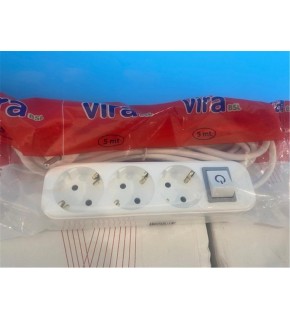 Vira 3lü 2mt Anahtarlı Topraklı Priz