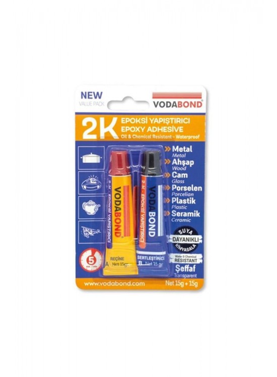 Vodaband 2K Rapid Epoxy Yapıştırıcı (15+15gr)( Reçine+Sertleştirici)