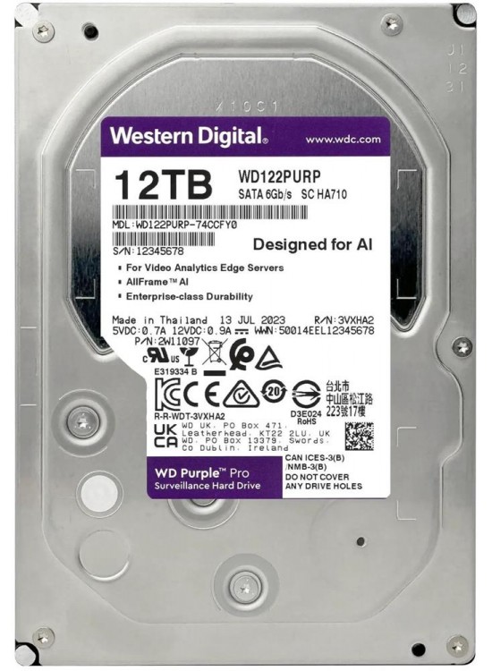 Wd 12Tb Purple Pro WD122PURP 7200 RPM 512MB Cache SATA 6.0Gb-s 3.5" Harddisk (Boğaziçi Garantili) Wd 12Tb Purple Pro WD122PURP 7200 RPM 512MB Cache SATA 6.0Gb-s 3.5" Harddisk (Boğaziçi Garantili)