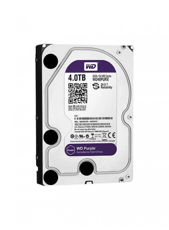 Wd 4Tb 3.5 Purple WD40PURX Sata3 5400RPM 64MB 7-24 Guvenlık Harddisk (İthalat)