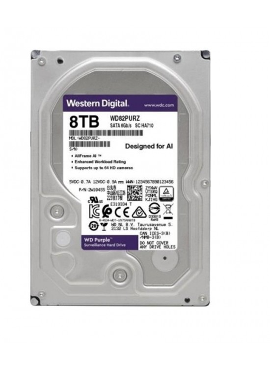Wd 8Tb Purple WD82PURZ 7200RPM 256MB 7x24 Güvenlik Harddisk (İthalat)