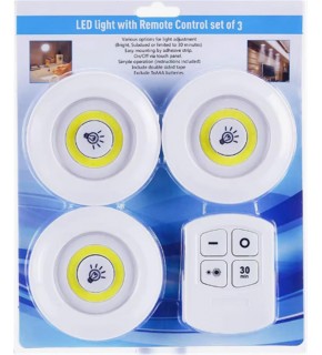 Yakut 3 Adet Kumandalı Yapıştırmalı Led Aydınlatma 3AAA Pilli