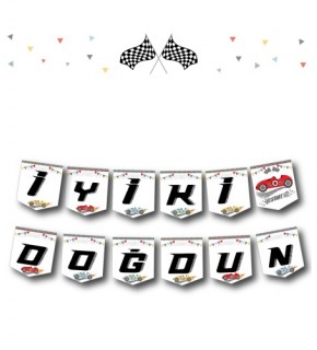 Yarış Arabaları Temalı İyiki Doğdun Banner