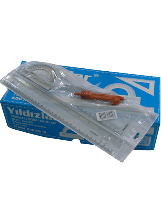 Yıldızlar Çizim Takımı Pergelli 30 CM 19 (1 Adet)