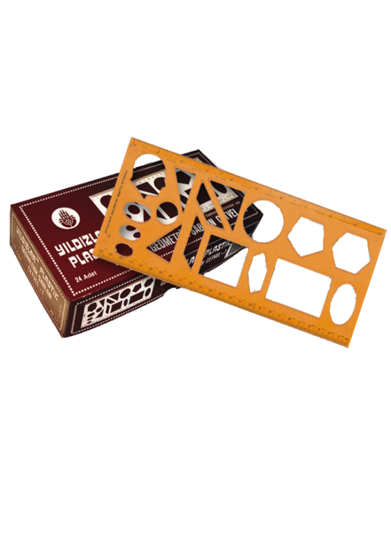 Yıldızlar Geometrik Şablon Cetvelli Atatürklü 25 CM 40 (1 Adet)